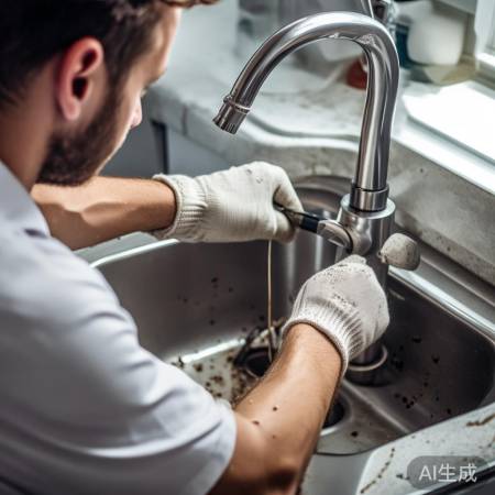 排水管堵塞,清理杂物